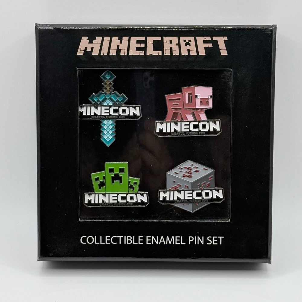 Exclusive‎ Minecraft Enamel Pin Set Minecon 2013 Orlando Florida Collectible NIB